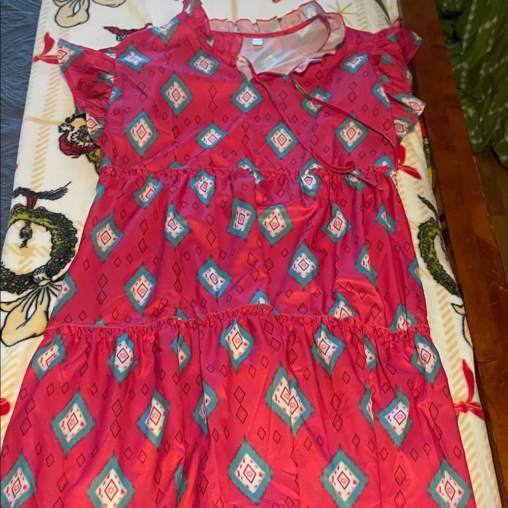 Red Patterned Dress